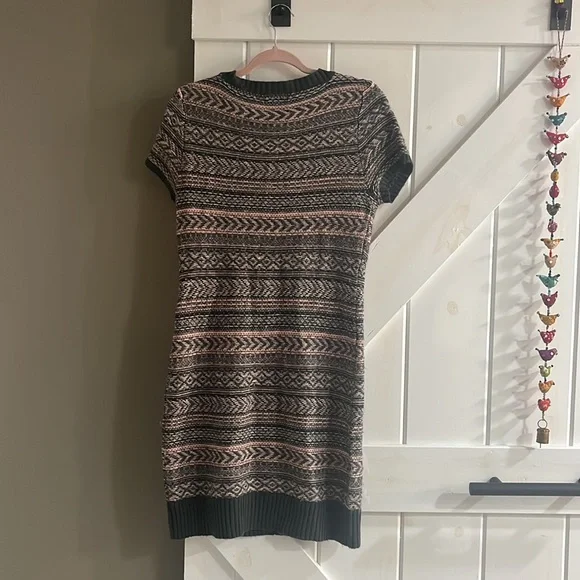 Grey and Pink Striped Sweater Dress - Picture 3 of 3